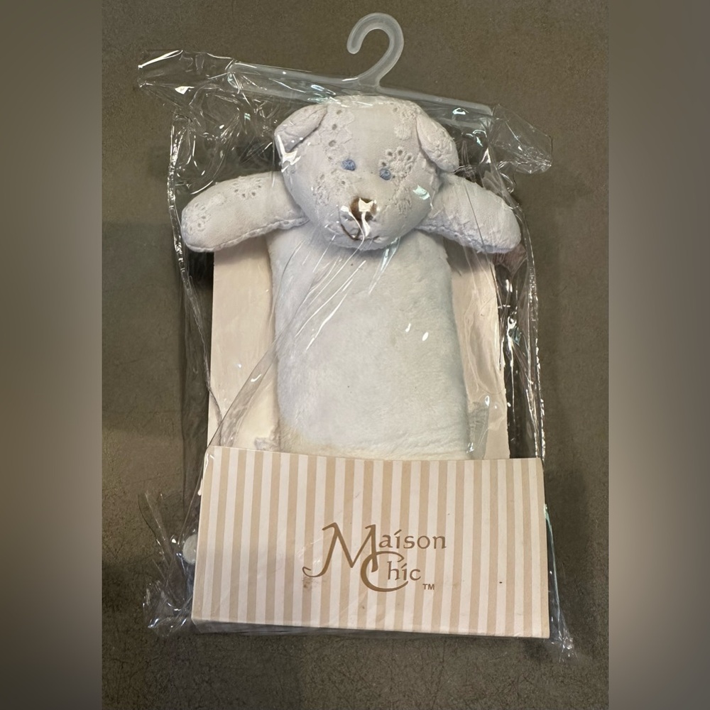 Vintage‎ Maison Chic White Teddy Bear Lovey Security Blanket Toy